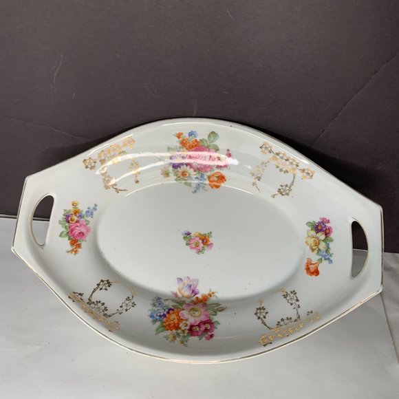 ROYAL BAVARIA MADE IN GERMANY LARGE TWO HANDLE PORCELAIN BOWL  DISH 12" BY 8" - Picture 11 of 11